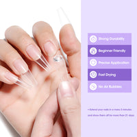 Gellen Solid Nail Glue Gel for Fake Nails, 2Pcs 15g Strong Solid Glue for Salon Nail Art UV/LED Cure Nail Prep for Press-on Nails