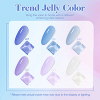 Gellen Jelly Gel Nail Polish Kit, Dreamy 6 Transparent Colors Blue Purple Gel Polish Set, Spring Summer Soak Off LED Gel Manicure DIY Nail