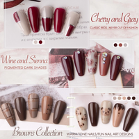 Gellen 12 Colors Wine Red Browns Gel Nail Polish Starter Kit - with 72W UV/LED Nail Lamp & Base Top Coat Gel Polish Kit