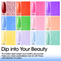 Gellen Dip Powder Nail Kit, 12 Colors Bright Red Pink Purple Blue Dip Nail Powder Kit with Dust Brush and Nail File, Nail Art Spring Summer Bright Series Dip Powder Set