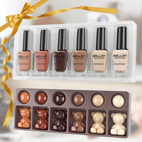 Gellen Nail Polish, Quick Air Dry 6 Colors Nail Lacquer Set Warm Chocolate Brown Nail Polish Set for Nail Manicure DIY Art Home, No UV Light Needed, 0.33 Fl.oz