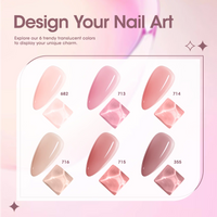 Gellen Jelly Gel Nail Polish Kit, 6 Transparent Nude Pink Colors Set, Soak off UV DIY Manicure Kit for Women