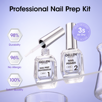 Gellen Nail Dehydrator and Primer Set, 18ML Hema-free Air Dry Nails Prep Dehydrate & Acid-free Bond Primer System Kit for Long Lasting Gel Nail Polish Acrylic Press-ons Nail Art Supplies
