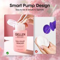 Gellen Nail Polish Remover, 180ML Non Acetone Gentle Nail Polish Remover for Regular Nail Polish, Berry Scent Nail Polish Remover with Easy Push-down Pump, 6.34 fl oz