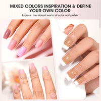 Nailshion Quick Air Dry Nail Polish Set, 16 Colors 10ML Nude Pink Peachy Nail Polish with Clear Base Top Coat and 35Pcs Remover Pads All Season Regular Nail Lacquer Gift for Women Girls