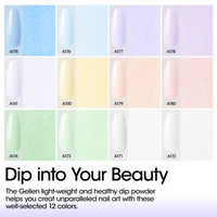 Gellen Dip Powder Nail Kit, 12 Colors Light Macaron Bule Green Yellow Dip Nail Powder Kit with Dust Brush and Nail File, Nail Art Pale Neon Series Dip Powder Set