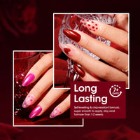Gellen Nail Polish, Quick Air Dry 6 Colors Nail Lacquer Set Elegant Red Pink Nail Polish Set for Nail Manicure DIY Art Home, No UV Light Needed, 0.33 Fl.oz