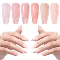 Gellen Jelly Ice Gel Nail Polish, 6 Colors Light Pink Cherry Pink Gel Polish Set Nude Pink Soak Off Nail Gel Kit for Women Nail Art Home Diy Manicure