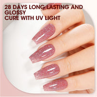 Gellen Glitter Gel Nail Polish, 18ml Pale Pink Gel Polish No Wipe Soak Off Long Lasting Glossy UV Gel for Salon Manicure Nail Art, Christmas Gifts for Women Girls