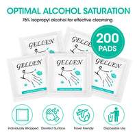 Gellen Nail Cleanser Pads, 200Pcs Individually Wrapped Alcohol Prep Pads Nail Shine Wipes with 76% Isopropyl, Acetone Free Natural Nail Cleaning Alcohol Wipe for Press-On Gel Polish Nail Art Supplies