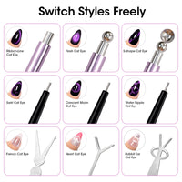 Gellen Cat Eye Magnet for Nails, Magnetic Nail Tool Kit with Double Ended Magnet Pen, Ball Magnets & French Tip Guide Plate for Cat Eye Gel Polish Nail Art
