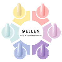 Gellen Gel Nail Polish Kit, Glossy Blue Yellow Purple Gel Polish, Soak off Gel Nail Kit for DIY Home Gel Manicure Set, 6 Colors Nail Polish Kit for Nail Art