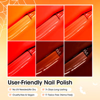Gellen Quick Dry Nail Polish, 6Colors Red Wine Gradient Warm Collection Regular Nail Polish Set No UV Light Needed for Finger Toe & Fake Nails Home Salon DIY Nail Art