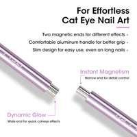 Gellen Double-Ended Cat Eye Magnet Stick, Dual Cat Eye Gel Nail Polish Sturdy Magnet Tool with Round Beads, Multifunctional Cat-Eye Nail Art Effect at Home Salon DIY