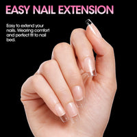 Gellen Medium Square Fake Nail Tips for Press on Nails, 504Pcs Soft Gel Tips for Nail Extensions Full Cover Pre-shaped 12 Sizes Clear False Nails for Nail Art