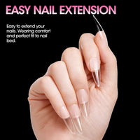 Gellen Long Stiletto Fake Nail Tips for Press on Nails, 504Pcs Soft Gel Tips for Nail Extensions Full Cover Pre-shaped 12 Sizes Clear False Nails for Nail Art