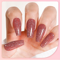 Gellen Glitter Gel Nail Polish, 18ml Pale Red Gel Polish No Wipe Soak Off Long Lasting Glossy UV Gel for Salon Manicure Nail Art, Christmas Gifts for Women Girls