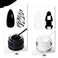 Gellen Gel Liner Nail Polish, 2 Colors Black White Nail Art Gel Nail Polish Set, Gel Polish Soak Off UV Cure Gel Built Thin Nail Brush Christmas Gifts for Women