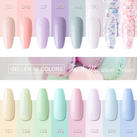 Gellen Gel Nail Polish Set - 16 Colors Gel Polish Macaroon Colors Soak off Nail Gel Polish Set with Top & Base Coat, UV Nail Gel Home DIY Nail Manicure Gift for Women