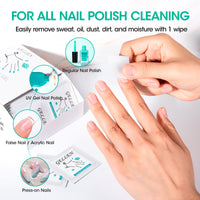 Gellen Nail Cleanser Pads, 200Pcs Individually Wrapped Alcohol Prep Pads Nail Shine Wipes with 76% Isopropyl, Acetone Free Natural Nail Cleaning Alcohol Wipe for Press-On Gel Polish Nail Art Supplies