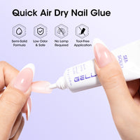 Gellen Lamp-Free Semi Solid Nail Glue for Press on Nails, Soak off Gel Nail Glue Remover for False Acrylic Nails, Super Strong Gel Glue Quick Removal Kit