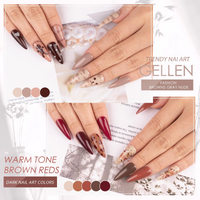 Gellen 12 Colors Wine Red Browns Gel Nail Polish Starter Kit - with 72W UV/LED Nail Lamp & Base Top Coat Gel Polish Kit