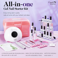Candy Lover Gel Nail Polish Starter Kit with LED UV Light, 12 Colors Gel Polish, Natural Quick Dry Long-Lasting Gel Nail Polish Sets, Romance and Cool Series Nail Gel Kit Gift Girl Lady Women