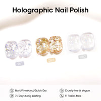 Gellen Nail Polish, Quick Dry 3 Colors Glitter White Sliver Gold Nail Polish Set Xmas Halloween Nail Lacquer Set, Gift for Women Home Nail Art, No UV Light Needed, 0.33 Fl.oz