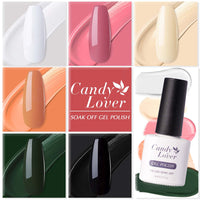 Candy Lover Gel Nail Polish, 6 Classic Red Blue White Gel Polish with 6 Nail Swatch Sticks, Quick Dry Long Lasting UV Gel Nail Polish
