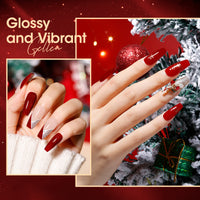 Gellen Red Gel Nail Polish, 6 Colors Red Burgundy Glitter Gel Polish Set Snow White Gold Silver Sparkle Soak Off Nail Gel Kit for Christmas Nail Art Home Diy Manicure