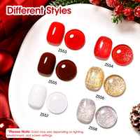 Gellen Quick Dry Nail Polish, 6Colors Christmas Red Gold Glitter Collection Regular Nail Polish Set No UV Light Needed for Finger Toe & Fake Nails Home Salon DIY Nail Art