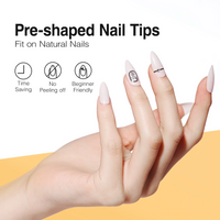 Candy Lover Nail Tips and Glue Gel Kit, 552 Pcs Fully Pre-buffed False Almond Nail Tips Kit with 4-in-1 Nail Glue Gel and Nail Lamp, Acrylic Gel Nail Extension Kit, Nail Kit Gift for Girls Women
