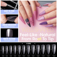 Perfect Summer Nail Tips and Glue Gel Kit, 504Pcs Stiletto False Nail Tips, 3 in 1 Nail Glue Gel, Portable UV Nail Lamp, Gel Nail Extension Kit, Acrylic Nail Kit
