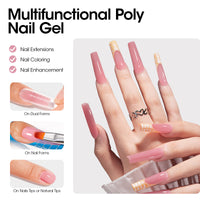 Gellen Poly Gel Nail Extension Gel, 60g Pink Nude Builder Nail Gel Long Lasting Trendy Nail Art Design for Salon Manicure Beginner Easy DIY