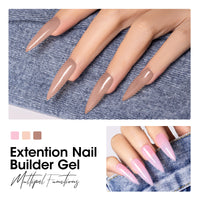 Gellen Builder Nail Gel, 4 Colors Nail Extension Gel Set White, Light Pink, Light Orange, Brown Hard Gel Builder Nail Extension for Nail Art