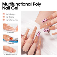 Gellen Poly Gel Nail Extension Gel, 60g Natural Nude Builder Nail Gel Long Lasting Trendy Nail Art Design for Salon Manicure Beginner Easy DIY