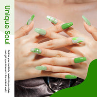 Gellen Grass Green Gel Nail Polish and Semi Sheer Shimmer Green Gel Polish, 10ml Sparkle Silver Nail Polish Soak Off No Wipe UV Gel for Nail Art Salon Manicure DIY, Christmas Gifts for Women