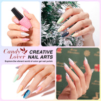 Candy Lover Gel Nail Polish Kit, 12 Colors Macaron Collection Nail Gel Kit with Greeting Card & 72W UV Nail Lamp, Salon Quality Long-lasting Gel Polish Set, Gift for Girl Women DIY Manicure