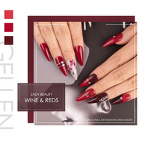 Gellen 12 Colors Wine Red Browns Gel Nail Polish Starter Kit - with 72W UV/LED Nail Lamp & Base Top Coat Gel Polish Kit