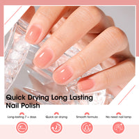 Gellen Nail Polish, Quick Air Dry 6 Colors Nail Lacquer Set Classic Jelly Nude Brown Nail Polish Set for Nail Manicure DIY Art Home, No UV Light Needed, 0.33 Fl.oz