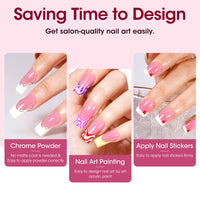 Gellen French Tips Press on Nails - 150 Pcs Pink Almond, Salon Acrylic Press on Nails Soft Gel Nail Tips, 15 Sizes Fake Nails 3 in 1 Pre-french French Tips Full Cover Tips for Nail Art