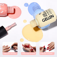 Gellen Gel Nail Polish Kit, Glossy Blue Yellow Purple Gel Polish, Soak off Gel Nail Kit for DIY Home Gel Manicure Set, 6 Colors Nail Polish Kit for Nail Art