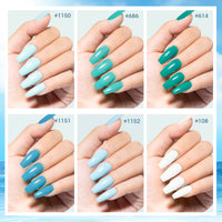 Gellen Nail Polish, Quick Air Dry 6 Colors Nail Lacquer Set Summer Ocean Blue Trendy Nail Polish Kit for Nail Manicure DIY Art Home, No UV Light Needed, 0.33 oz Each Bottle