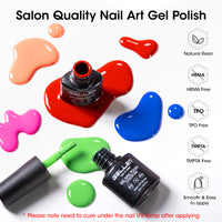 Gellen 24Pcs Gel Nail Polish Set, 20Colors All Seasons Gel Polish with Base Coat & Glossy Matte Cateye Top Coat, HEMA TMPTA TPO 3-Free Red Pink Green White UV Cured Soak off Nail Kit for Women