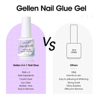 Gellen Nail Gel Glue for Nail Tips, 15ML UV Light Needed Nail Gel As Base Gel, As Rhinestone Glue, As Nail Tips Glue for Clear Press on Acrylic and False Nails