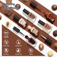 Gellen Nail Polish, Quick Air Dry 6 Colors Nail Lacquer Set Warm Chocolate Brown Nail Polish Set for Nail Manicure DIY Art Home, No UV Light Needed, 0.33 Fl.oz