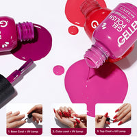 Gellen Gel Nail Polish Kit, Glossy Purple Red Pink Gel Polish, Soak off Gel Nail Kit for DIY Home Gel Manicure Set, 6 Colors Nail Polish Kit for Nail Art