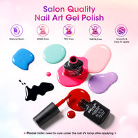 Gellen 71Pcs Gel Nail Polish Kit with 54W UV Light, 32Colors Rainbow Glow All Seasons Hema-Free Gel Polish Set with 5pcs Functional Gel Top Base Coat, Nail Art Salon Manicure for Women