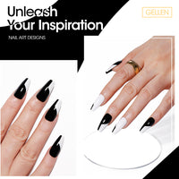 Gellen Gel Liner Nail Polish, 2 Colors Black White Nail Art Gel Nail Polish Set, Gel Polish Soak Off UV Cure Gel Built Thin Nail Brush Christmas Gifts for Women