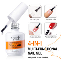Candy Lover 15ML Nail Glue Gel for Nail Tips, UV Lamp Needed Clear Nail Gel As Base Gel, As Rhinestone Glue, As Nail Tips Glue for Press on Acrylic and False Nails
